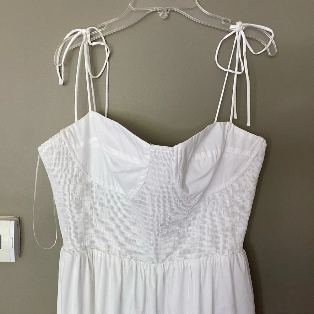 NWT ASTR THE LABEL White Smocked Ruffle Tiered Bustier Midi Maxi Dress Size XL - Picture 5 of 9